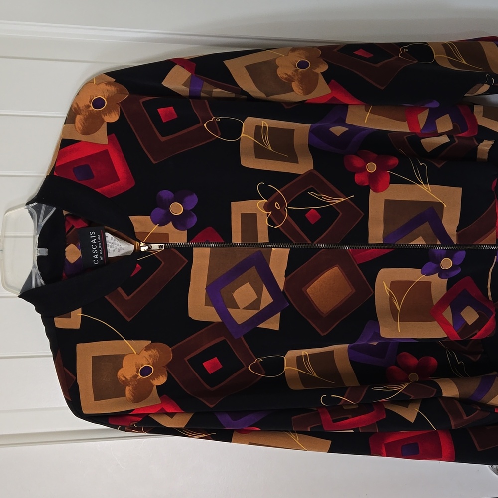 Cascais of California Vintage 1980's Floral Bomber Jacket Size L